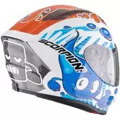 Scorpion EXO-JNR AIR The4elements Full Face Motorcycle Мотошлем Kids White Blue Orange