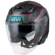 Givi X31F IMPACT Jet Motorcycle Мотошлем Matt Black Dark Titanium Fuchsia Blue