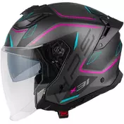 Givi X31F IMPACT Jet Motorcycle Мотошлем Matt Black Dark Titanium Fuchsia Blue