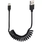 Spiral USB Cable Lamp USB > Type C - 100 cm - Black