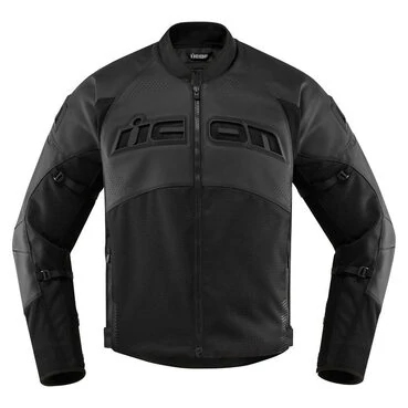 Icon Contra 2 Leather Perforated Stealth черная мотокуртка