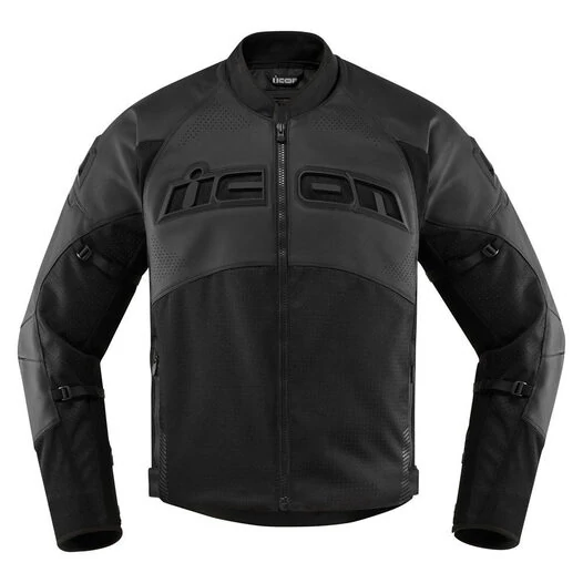 Icon Contra 2 Leather Perforated Stealth черная мотокуртка (размер: m)