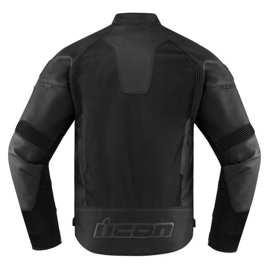 Icon Contra 2 Leather Perforated Stealth черная мотокуртка (размер: m)