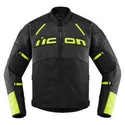 Icon Contra 2 Leather Hi-Viz черная мотокуртка