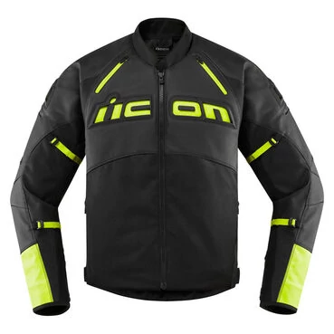 Icon Contra 2 Leather Hi-Viz черная мотокуртка
