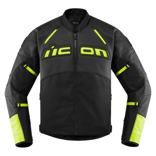 Icon Contra 2 Leather Hi-Viz черная мотокуртка (размер: 2xl)