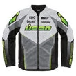 Icon Hooligan Ultrabolt Hi-Viz мотокуртка белая с зелеными вставками