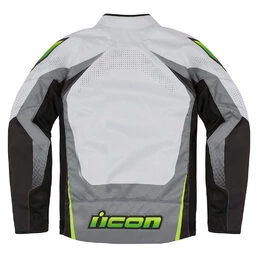 Icon Hooligan Ultrabolt Hi-Viz мотокуртка белая с зелеными вставками