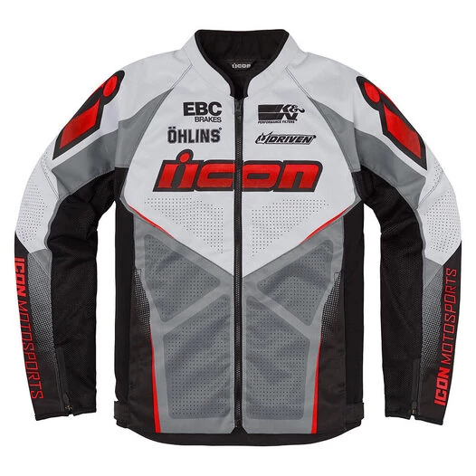 Icon Hooligan Ultrabolt мотокуртка белая с красными вставками (размер: s)