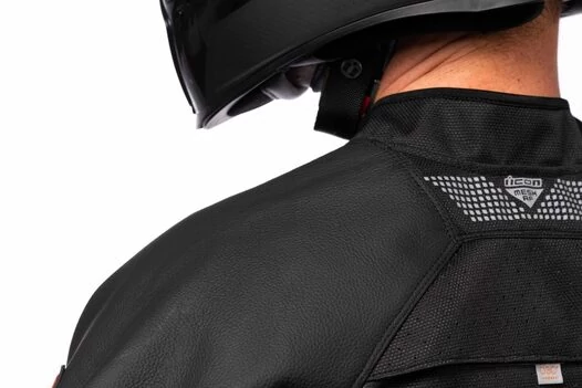 Icon Mesh AF Leather Slayer CE мотокуртка черная с красными вставками