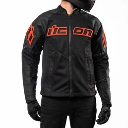 Icon Mesh AF Leather Slayer CE мотокуртка черная с красными вставками