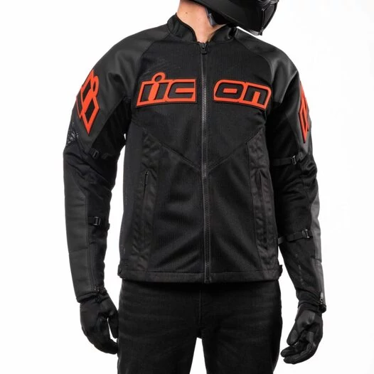 Icon Mesh AF Leather Slayer CE мотокуртка черная с красными вставками